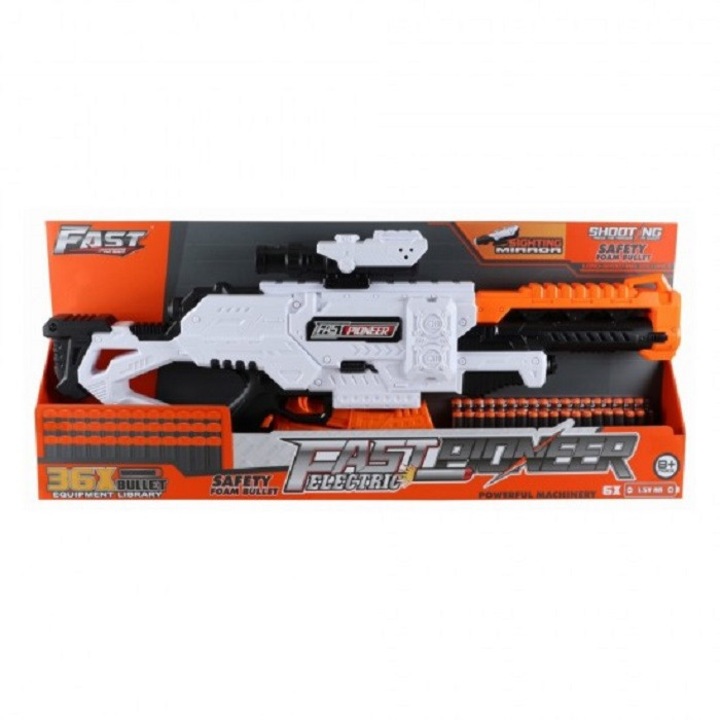 Blaster de jucarie electric cu gloante din spuma, 36 proiectile, Fast Pioneer