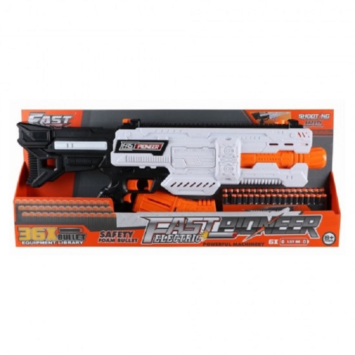 Blaster de jucarie electric cu gloante din spuma, 36 proiectile, Fast Pioneer