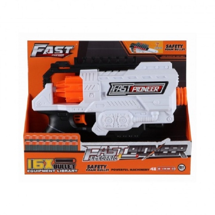 Pistol de jucarie electric cu gloante din spuma, 16 proiectile, Fast Pioneer