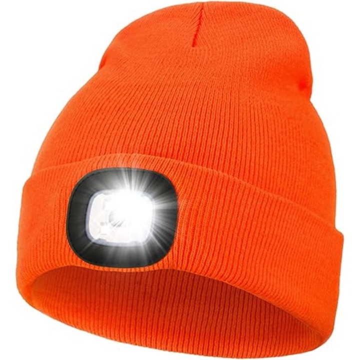 Uniszex LED sapka, bélelt, kocogáshoz és túrázáshoz, egy méret, narancssárga