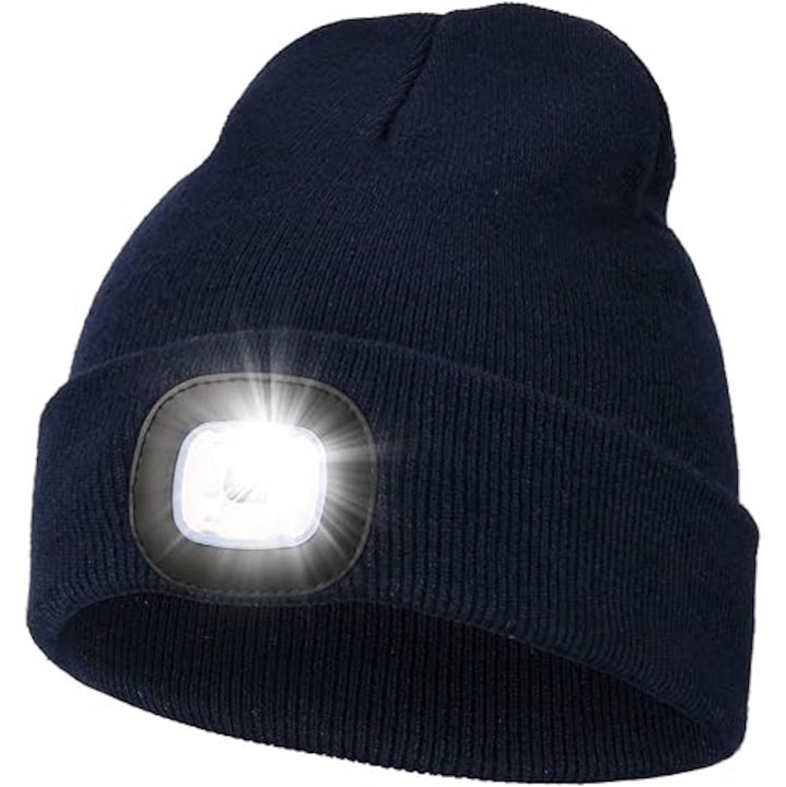 Uniszex LED sapka, bélelt, kocogáshoz és túrázáshoz, egy méret, sötétkék
