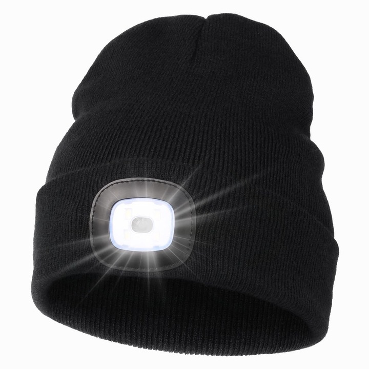 Uniszex LED sapka, bélelt, kocogáshoz, túrázáshoz, egy méret, fekete színben
