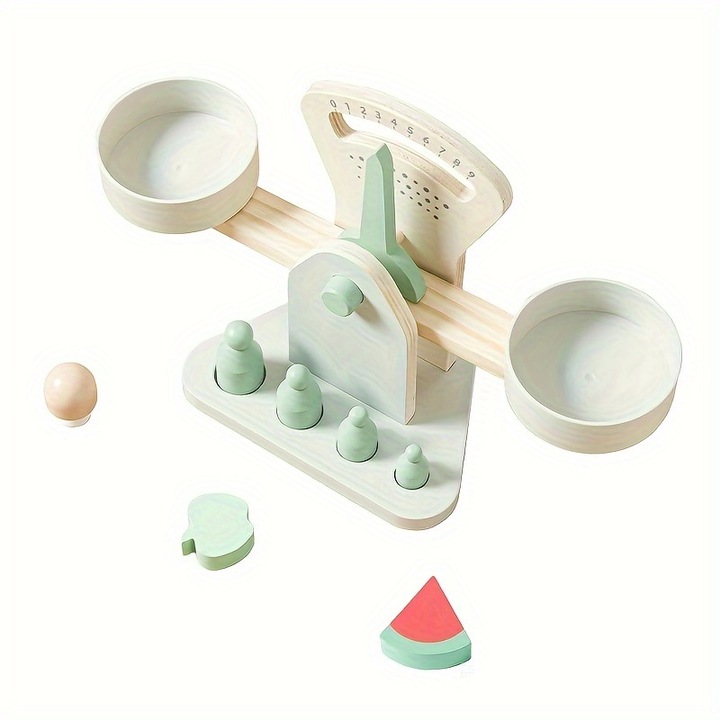 Cantar din lemn, balanta dubla, activitati educationale, multicolor, 30x15x10cm