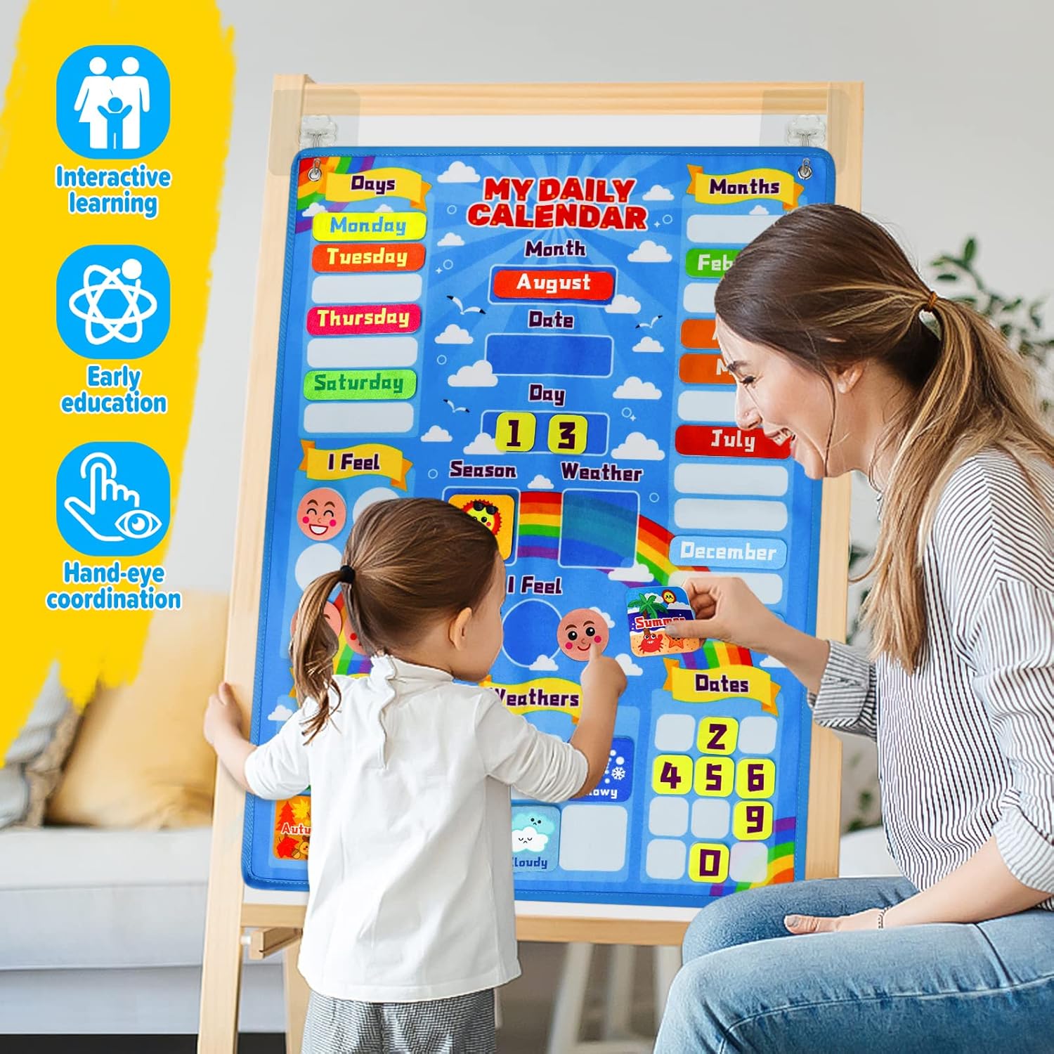 47 de bucati 25,5 x 19 inci calendar pentru copii, calendar de