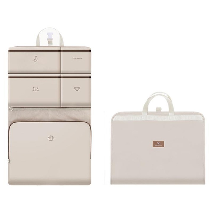 Portfard, capacitate mare, bagaj pliabil, Bej