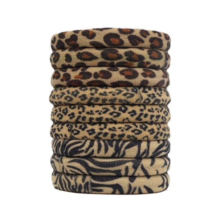 Set 3 elastice de par, Cauciuc/Textil, Multicolor