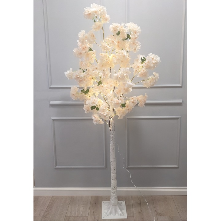 Декоративно дърво, черешов цвят, 180 см, праскова, LED светлина, дърво, дърво с дистанционно