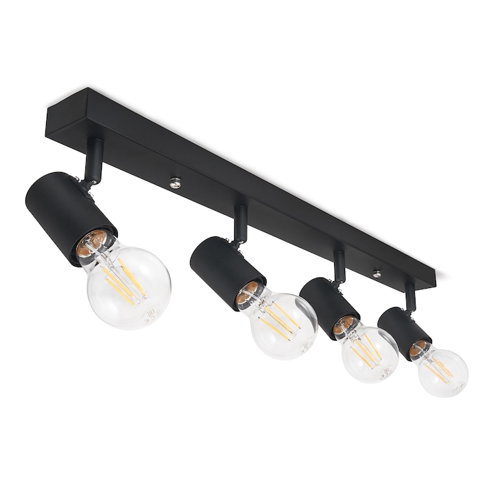 LED лампа за стена и плафон Halo x4 за повърхностен монтаж, черна, E27