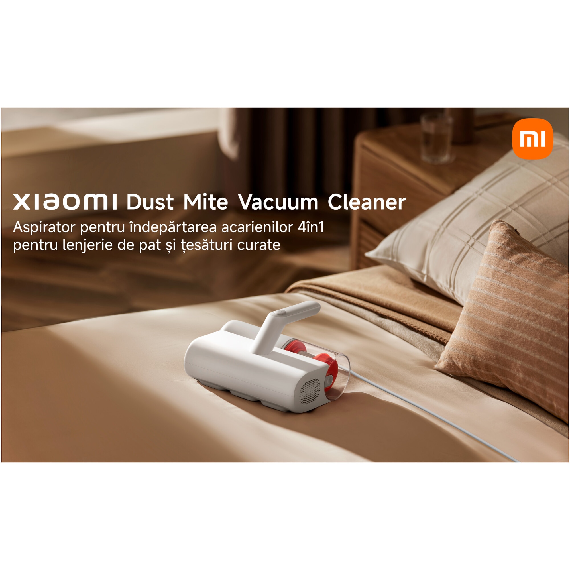 Aspirator Xiaomi BHR8276EU pentru indepartarea acarienilor 12.000Pa, 350W, aer cald, lumina UV, recipient transparent pentru praf, filtrare ciclonica in 4 straturi, alb
