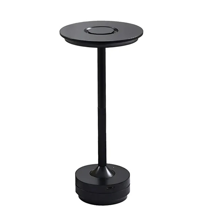 Lampa de masa LED, wireless, reincarcabila, cu trei tipuri de lumina, dimabila, cu acumulator, incarcare USB-c, neagra AVI-4598