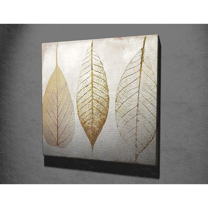 Картина на платно Klarc Leaf KC098 Златно, 45 x 45 см