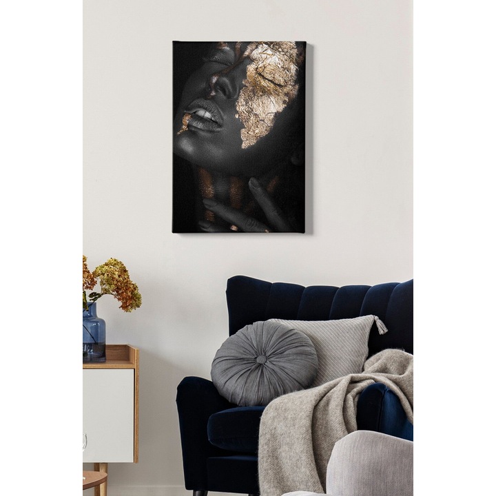 Картина на платно Taanach 191 Черно / Златно, 50 х 70 см