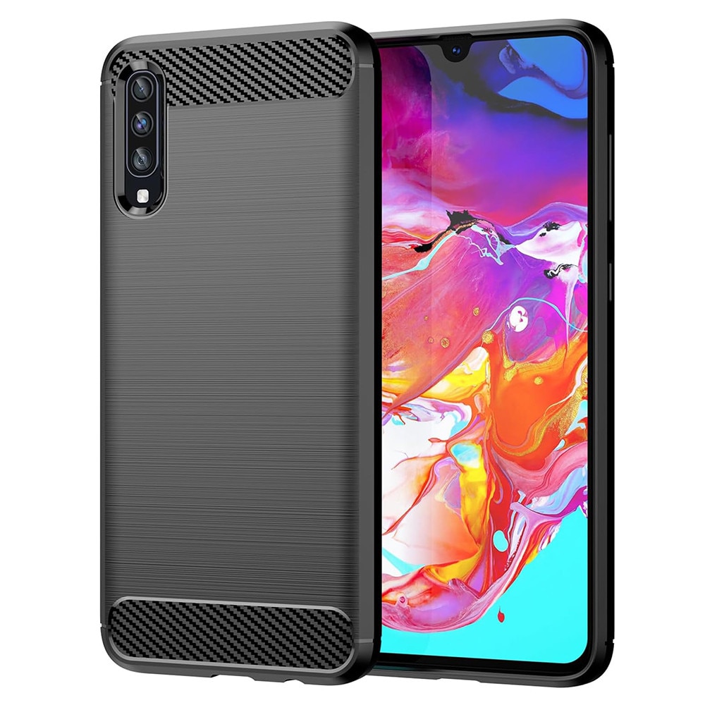 Husa pentru Samsung Galaxy A70 / A70s - Techsuit Carbon Silicone - Black