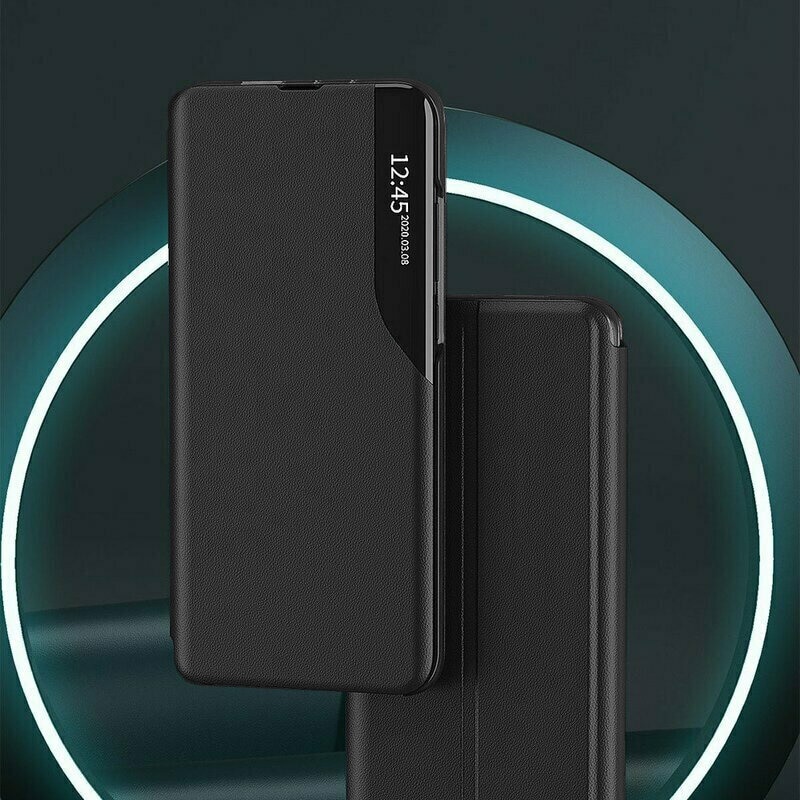 Husa pentru Xiaomi Redmi Note 8 Pro, SKYDDAR INNOVATION, eFold, tip carte, set cu sticker, Negru