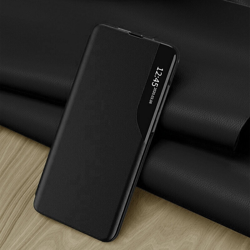 Husa pentru Xiaomi Redmi Note 8 Pro, SKYDDAR INNOVATION, eFold, tip carte, set cu sticker, Negru