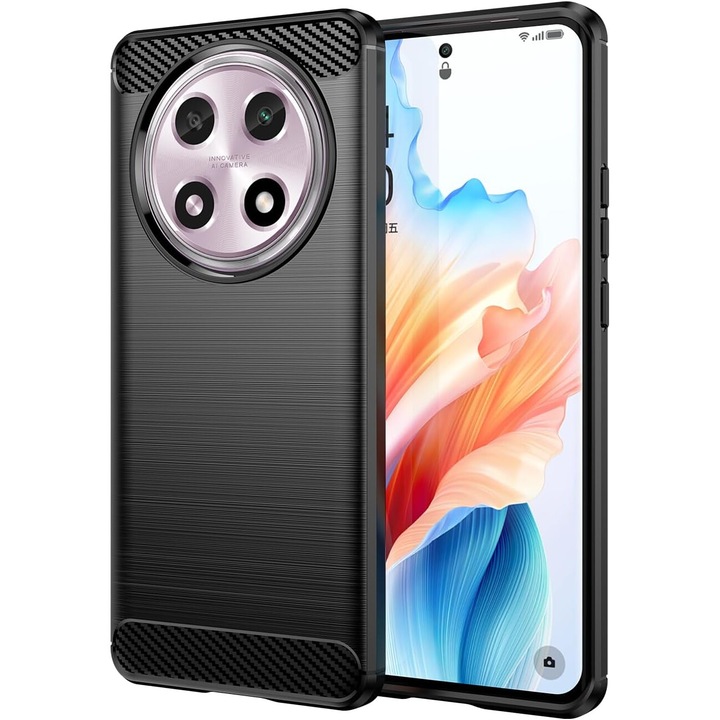 Защитен калъф за телефон, съвместим с Oppo A2 Pro, здрав, устойчив на надраскване, черен