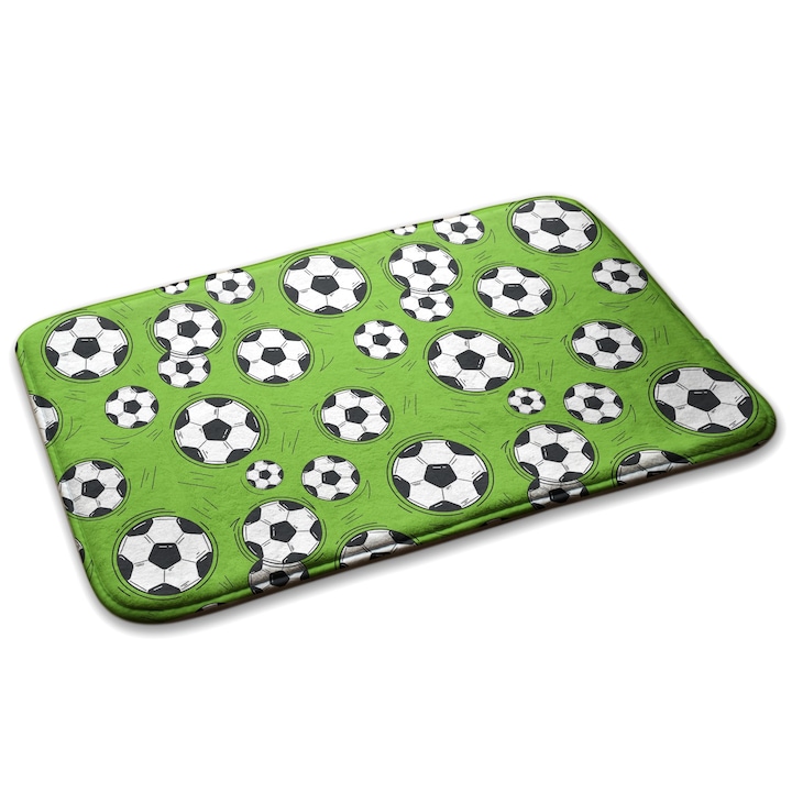 Covor pentru copiie, Decormat, Fotbal, Verde inchis, 75x45 cm, 010350680010100279028