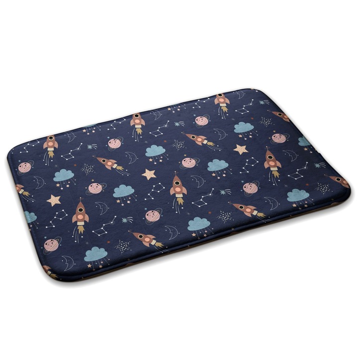 Covor pentru copiie, Decormat, Model cosmic, Bleumarin, 75x45 cm, 010350680010100278795