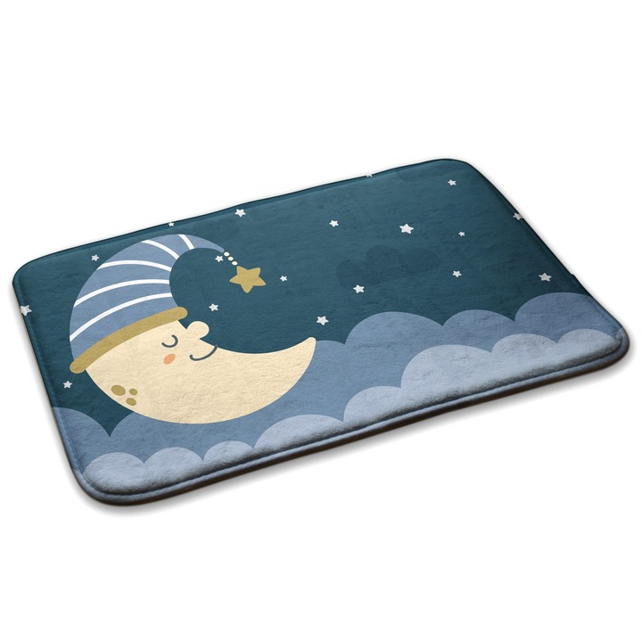 Covor pentru copiie, Decormat, Luna intr-o sapca, Bleumarin, 75x45 cm, 010350680010100278709