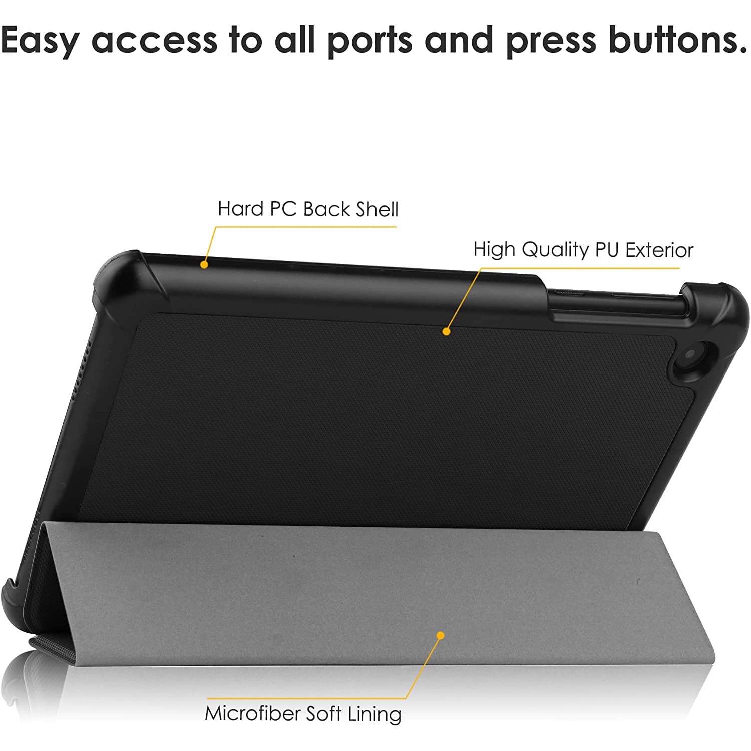 Husa Slim Sigloo, Smart Cover, Trifold, pentru tableta Huawei Matepad T10 / T10s (9.7 inch / 10.1 inch), model Simple Black