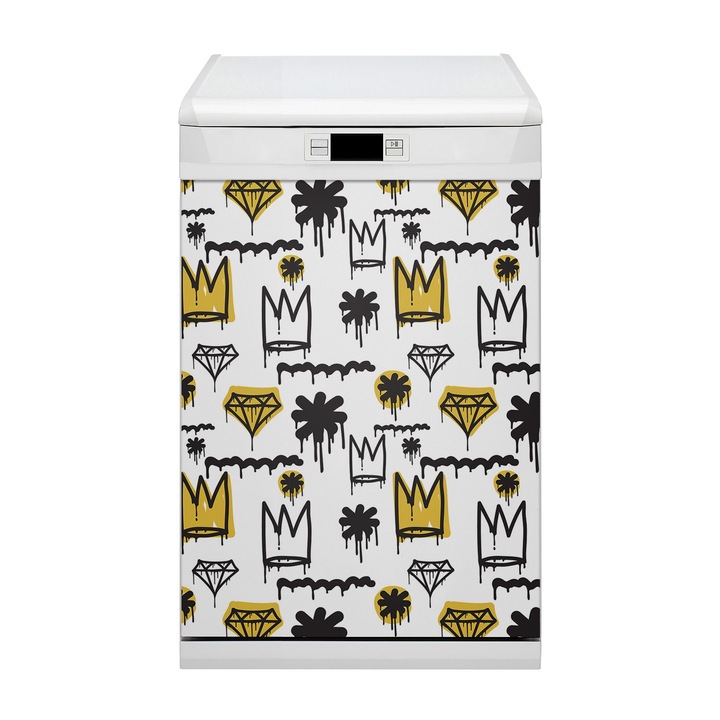 masina de spalat vase, Coroana de graffiti, Maro, 45 cm x 70 cm