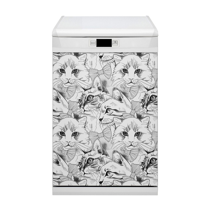 Magnet Decorativ Masini de spalat vase, Pisicile de curatat, gri, 45 cm x 70 cm