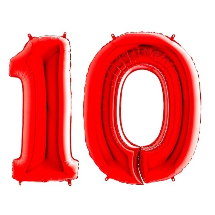 Set 2 baloane folie, Domi Party, Rosu, aniversare 10 ani, 100 cm