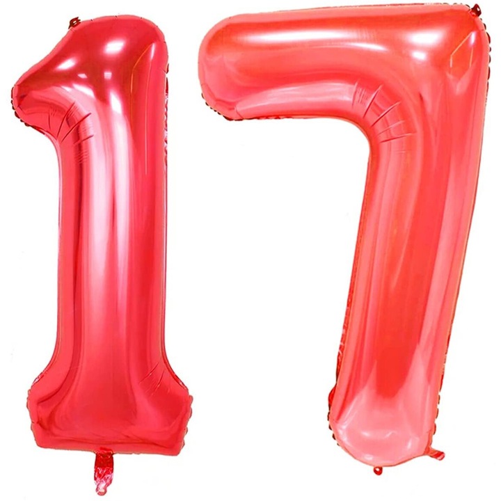 Комплект 2 фолиеви балона, Domi Party, Червен, 17-ти рожден ден, 101 см