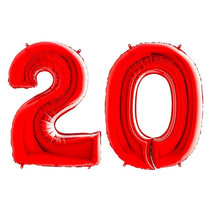 Set 2 baloane folie, Domi Party, Rosu, aniversare 20 ani, 105 cm