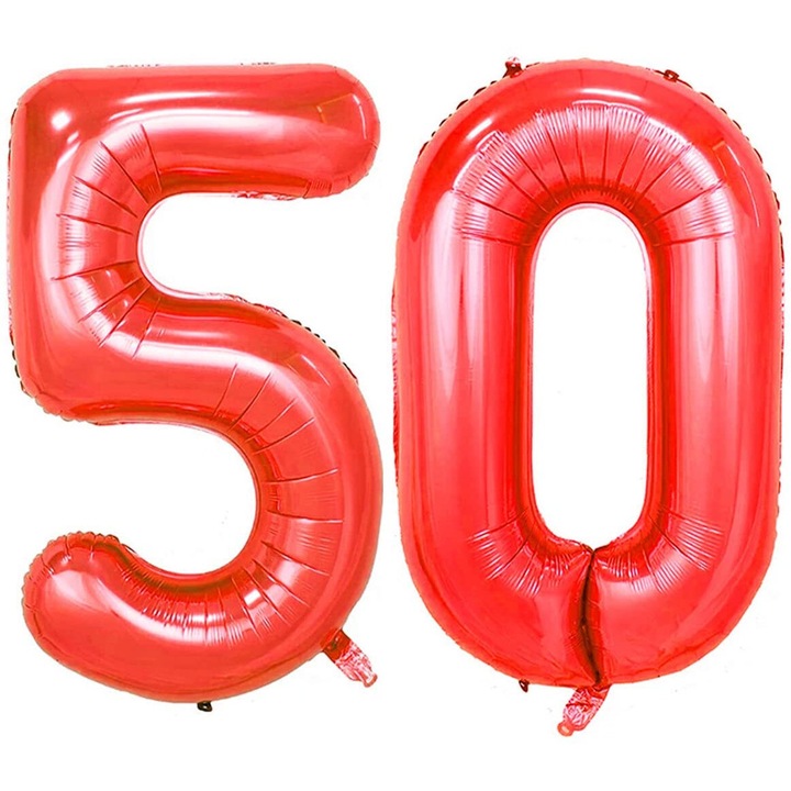Set 2 baloane folie, Domi Party, Rosu, aniversare 50 ani, 105 cm