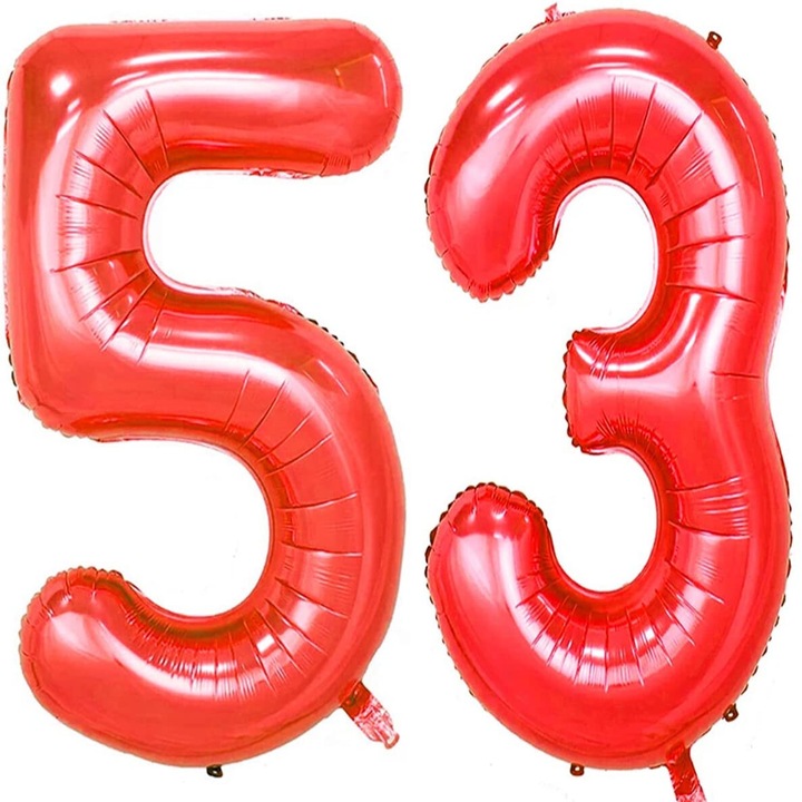 Комплект 2 фолиеви балона, Domi Party, Червен, 53 години юбилей, 100 см