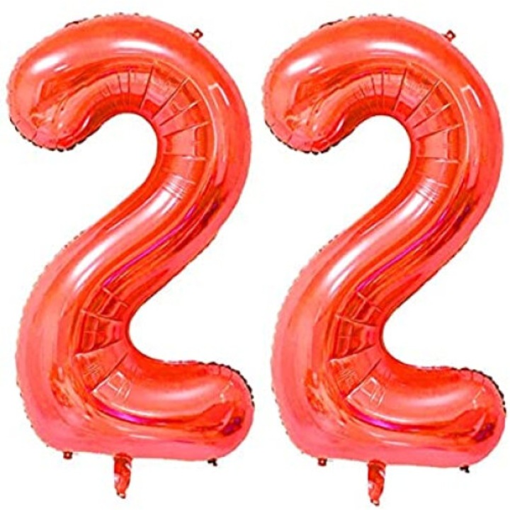 Set 2 baloane folie, Domi Party, Rosu, aniversare 22 ani, 105 cm