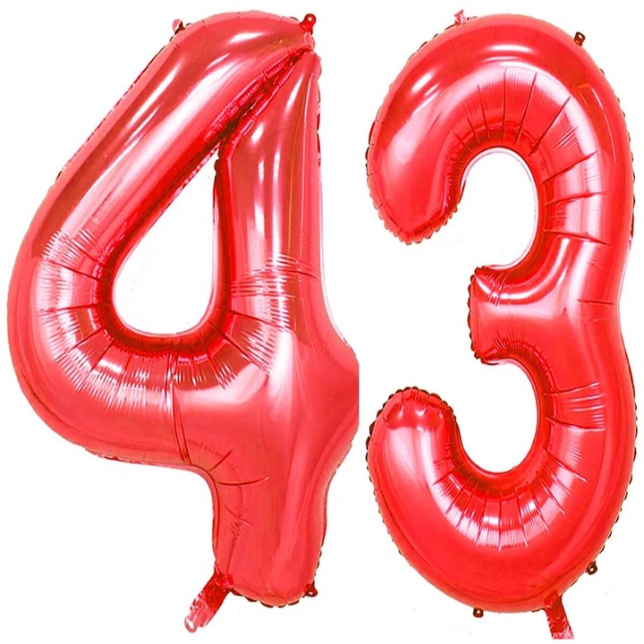 Set 2 baloane folie, Domi Party, Rosu, aniversare 43 ani, 100 cm