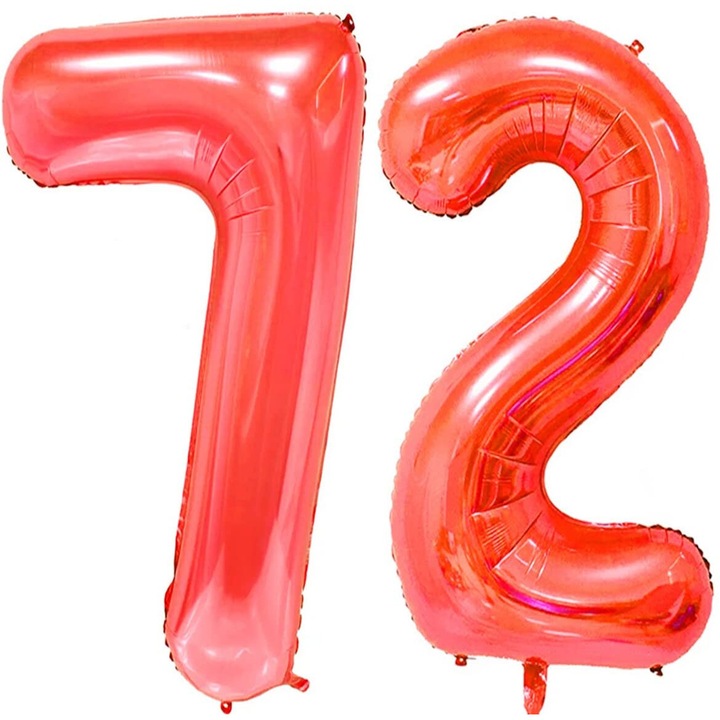 Комплект 2 фолиеви балона, Domi Party, Червен, 72 години юбилей, 100 см