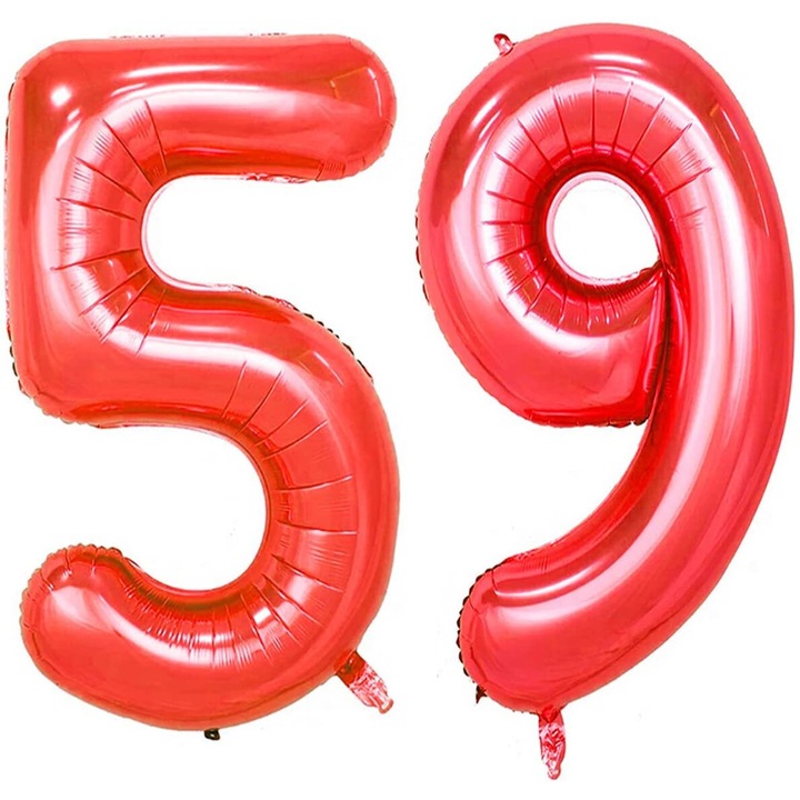 Комплект 2 фолиеви балона, Domi Party, Червен, 59th юбилей, 105 см