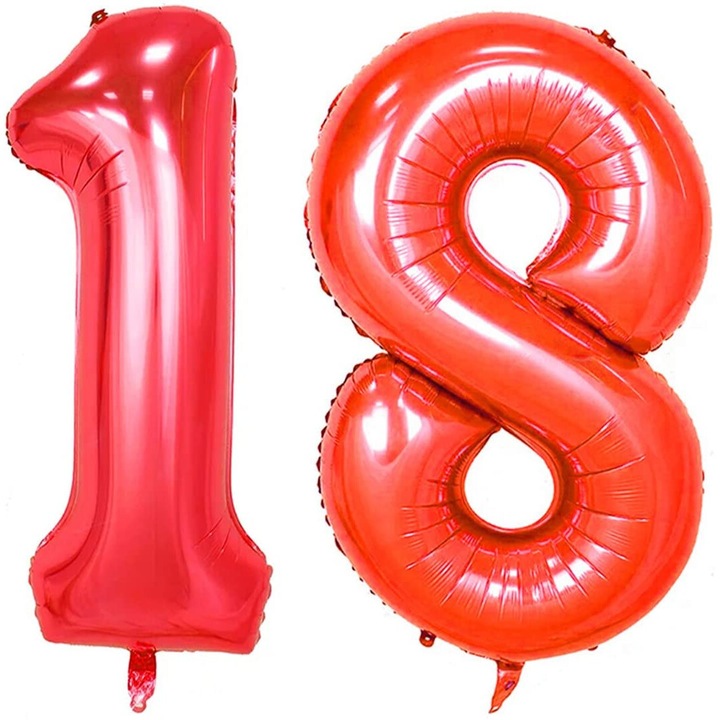 Set 2 baloane folie, Domi Party, Rosu, aniversare 18 ani, 105 cm