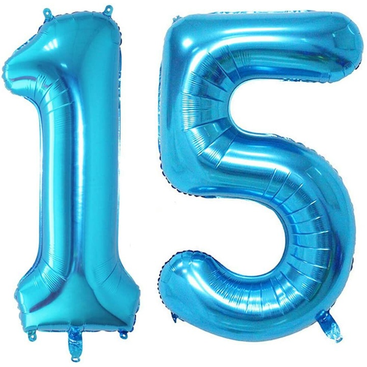 Set 2 baloane folie, Domi Party, Albastru, aniversare 15 ani, 100 cm