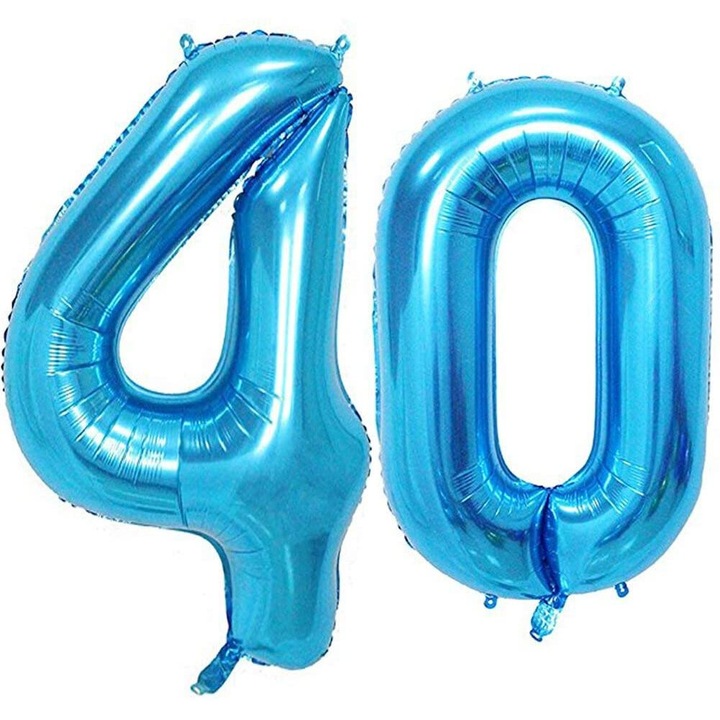Set 2 baloane folie, Domi Party, Albastru, aniversare 40 ani, 101 cm