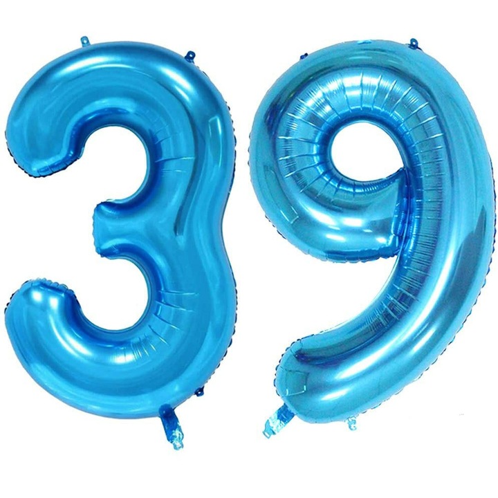 Set 2 baloane folie, Domi Party, Albastru, aniversare 39 ani, 100 cm