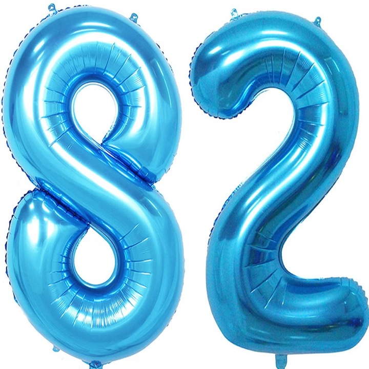 Set 2 baloane folie, WOW, Albastru, aniversare 82 ani, 100 cm, Produs Petrecere Copii, Calitate Premium, WOW Shop