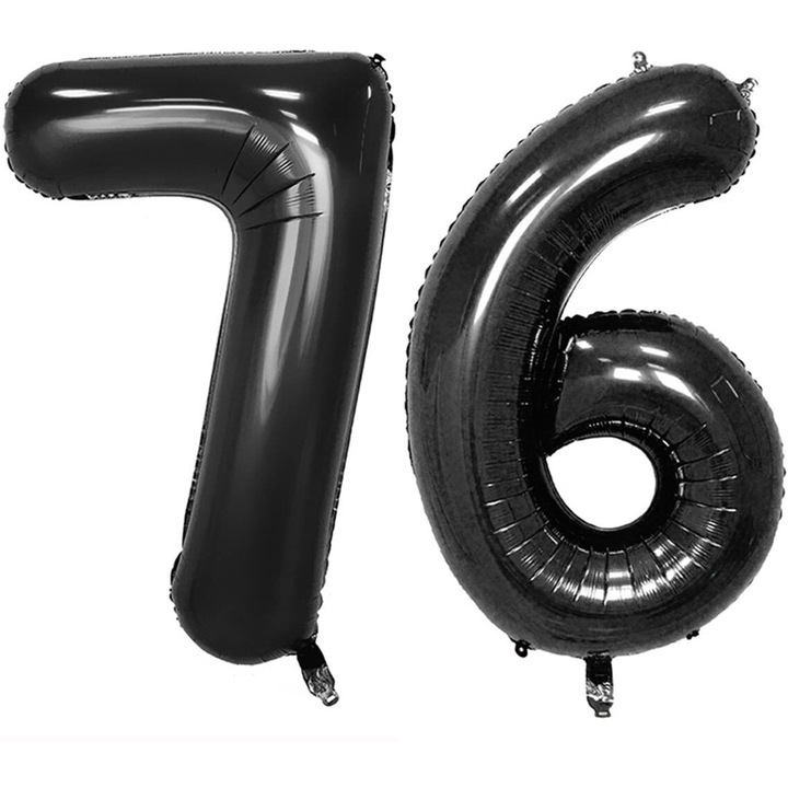 Комплект 2 фолиеви балона, Domi Party, черен, 76 години юбилей, 101 см
