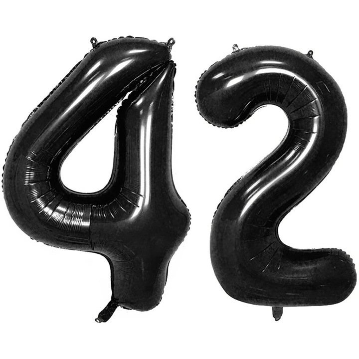 Set 2 baloane folie, Domi Party, Negru, aniversare 42 ani, 100 cm