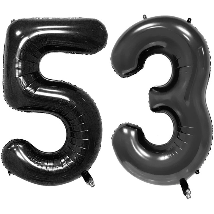 Set 2 baloane folie, Domi Party, Negru, aniversare 53 ani, 105 cm