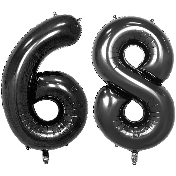 Комплект 2 фолиеви балона, Domi Party, черен, 68th юбилей, 105 см