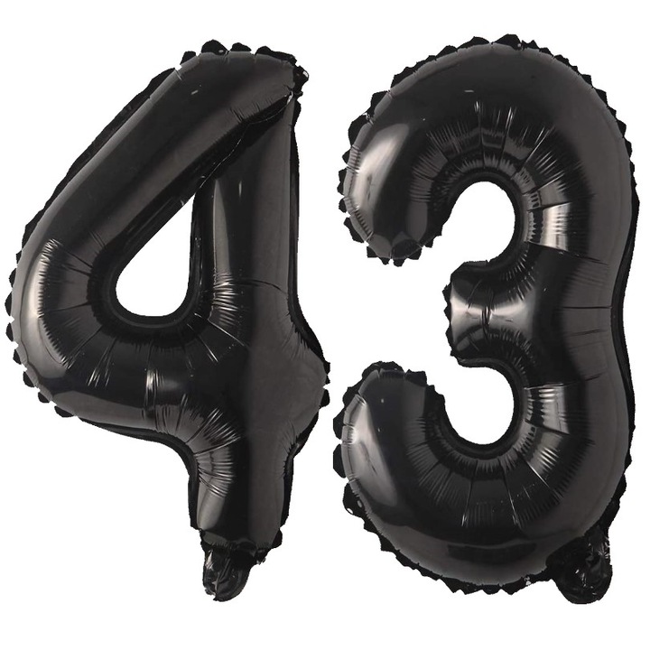 Set 2 baloane folie, WOW, Negru, aniversare 43 ani, 105 cm, Produs Petrecere Copii, Calitate Premium, WOW Shop