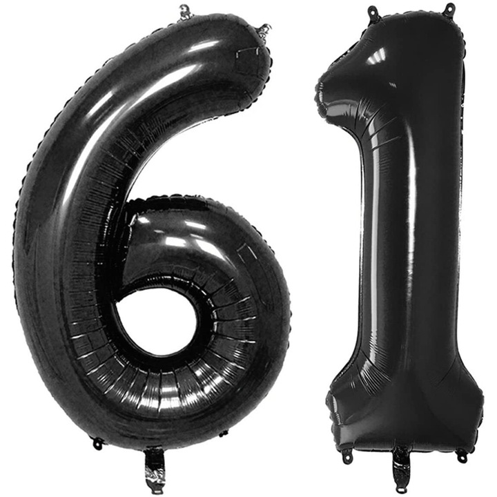 Комплект 2 фолиеви балона, Domi Party, черен, 61 години юбилей, 105 см