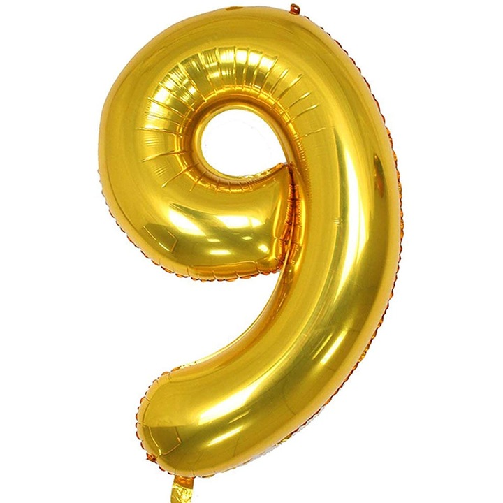 Balon folie, Domi Party, Auriu, cifra 9, 105 cm