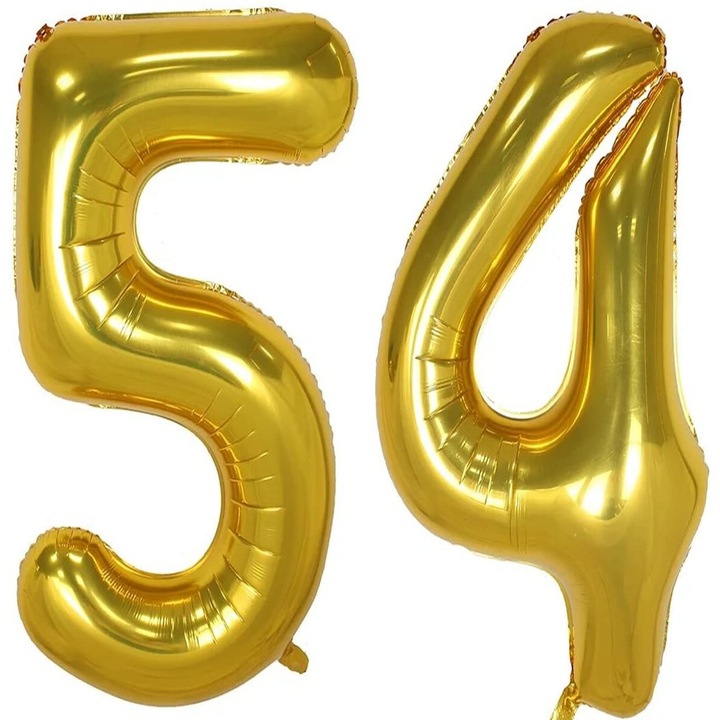 Комплект 2 броя фолиеви балони, Domi Party, злато, 54 годишнина, 100 см