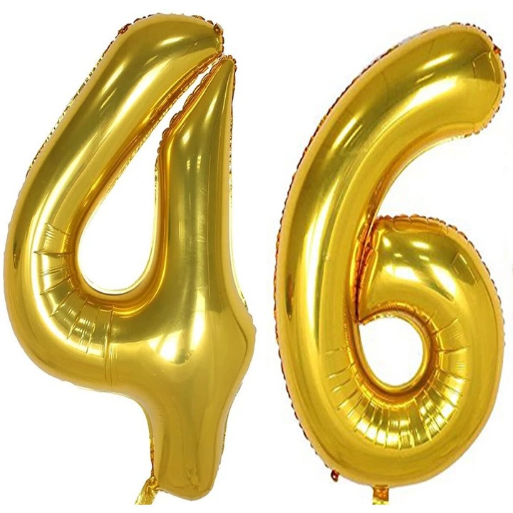 Set 2 baloane folie cifra, Domi Party, Auriu, aniversare 46 ani, 101 cm