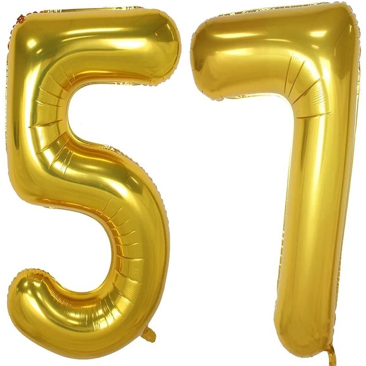 Комплект 2 броя фолиеви балони, Domi Party, злато, 57 години юбилей, 101 см